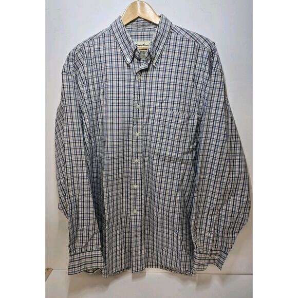 Vintage 90s Eddie Bauer Checked Over Shirt Heavy Cotton Button-Down Shacket -XL - Picture 1 of 7
